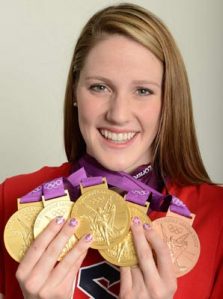 Missy Franklin com seus 4 ouros olímpicos 