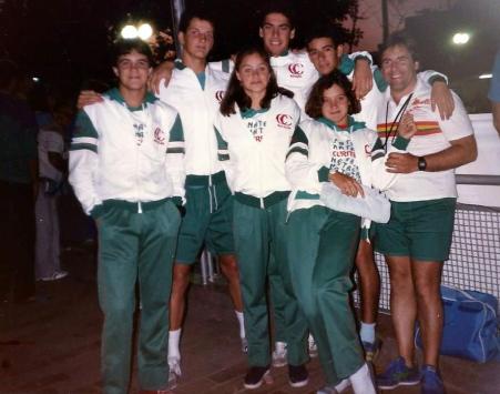 Luis Guernieri, Fernando Magalhães, Christiane Thá, Renato Ramalho, Christian Carvalho, Isabele Vieira e o técnico Leonardo Del Vescovo.